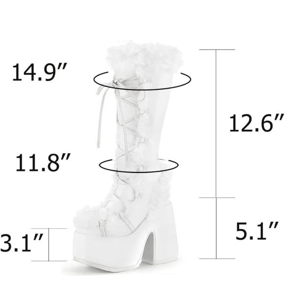 NEW WINTER FUR PLATFORM BOOTS, WHITE - Picture 5 of 7